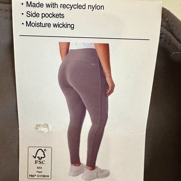 New Mondetta Women's Panel Ribbed Legging Size L Purple, Side Pockets, Stretch - Picture 12 of 15